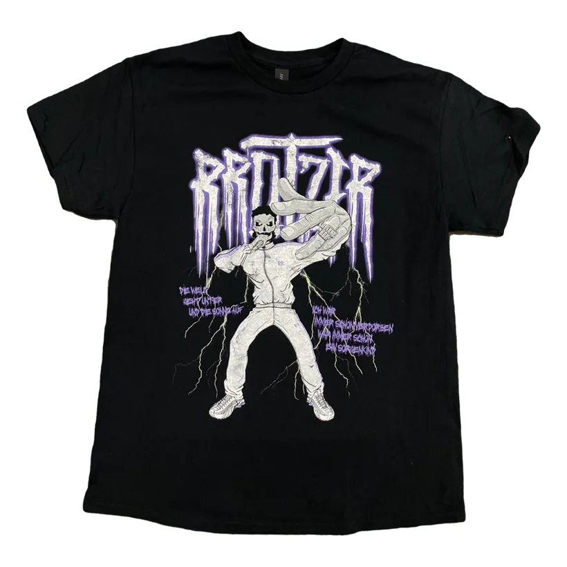 RRNTZR Streetwear-Print auf schwarzem Shirt