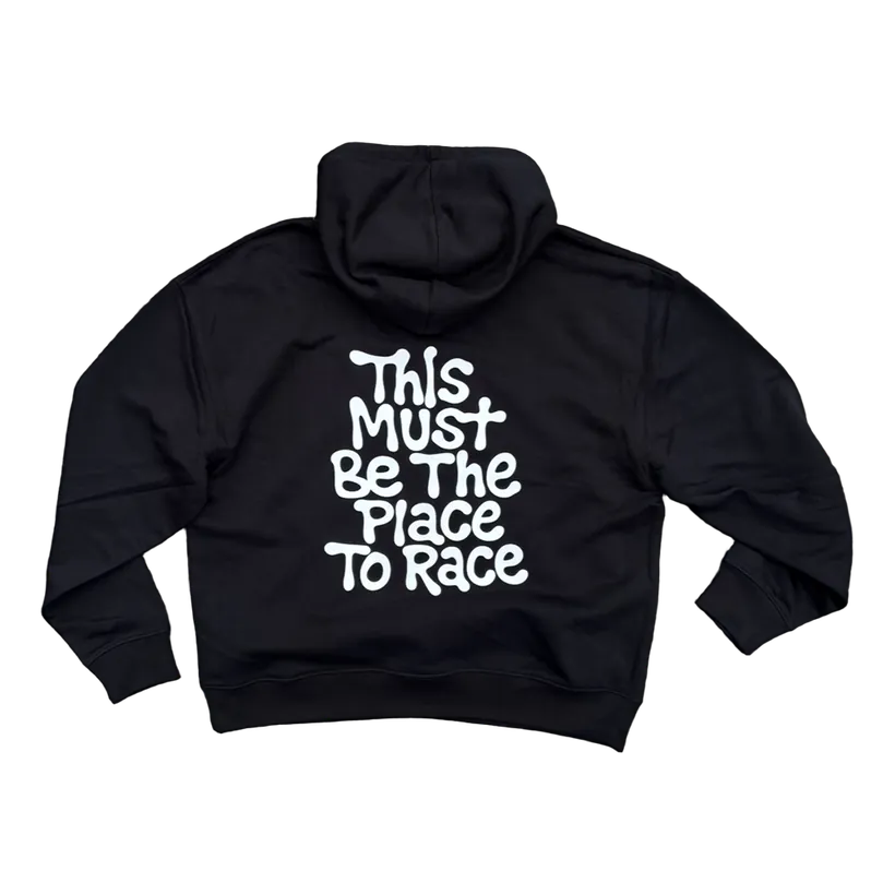 Schwarzer Hoodie, This must be the place to race